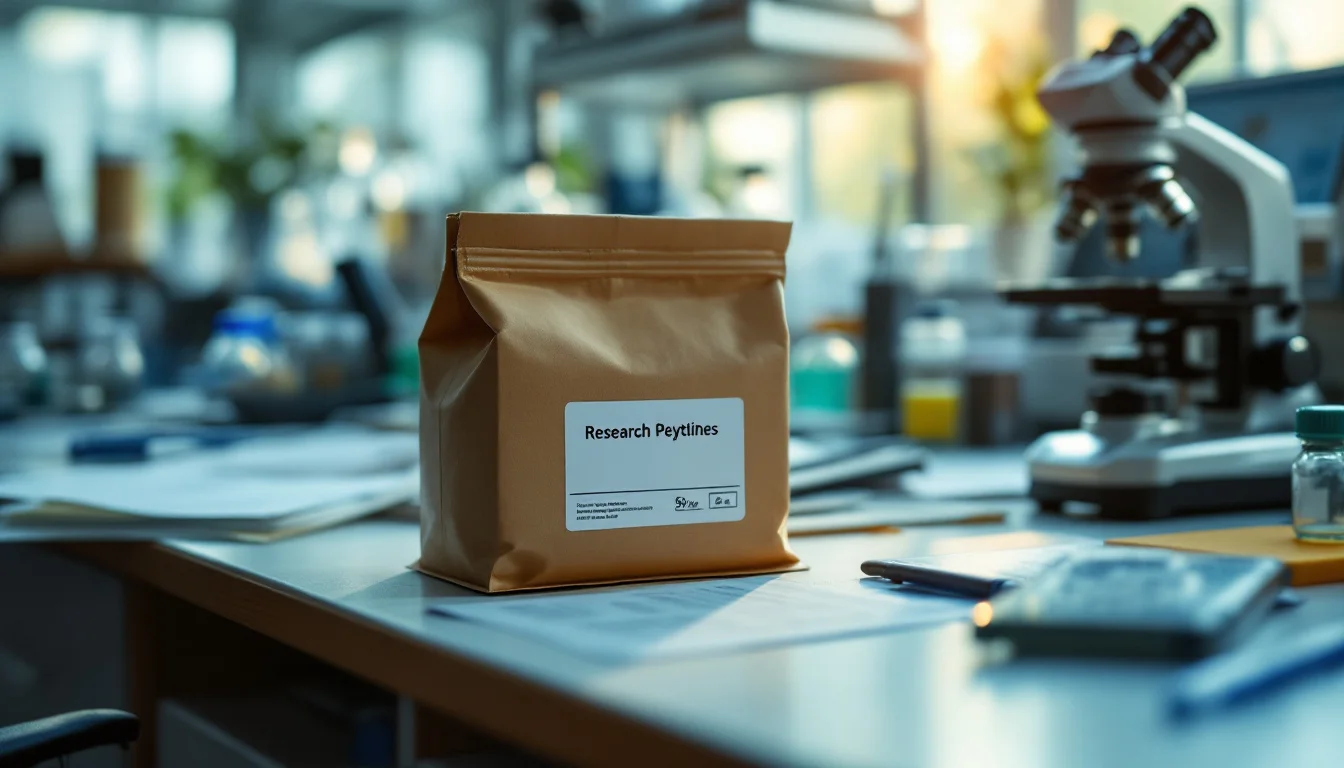 Where To Find Research Peptides UK â€” A UK researcher wearing gloves and a lab coat reviews shipping documents and lab