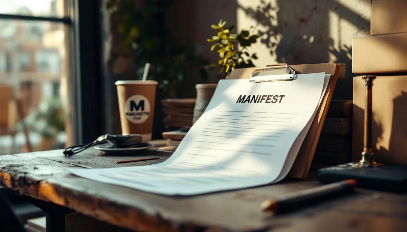 Benefits Of Using Local Couriers Manchester — A courier and a customer reviewing a delivery manifest together inside a Manches