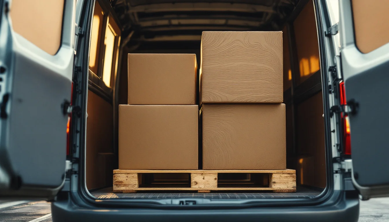 How Much Is Same Day Delivery UK 2026 — A courier carefully loading a pallet onto a van at a Manchester industrial estat