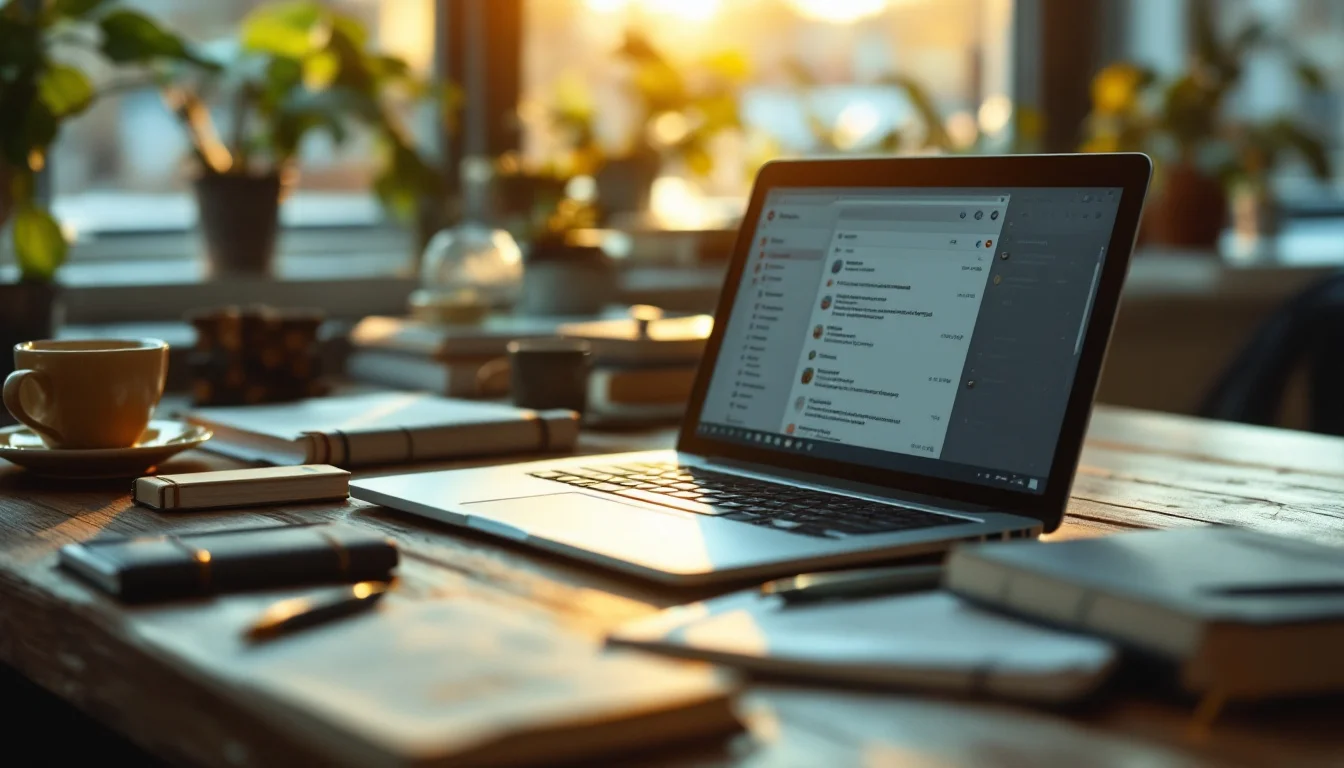 Ai Email Assistant For Gmail — A UK business team collaborating around a laptop, reviewing automated email sche Ai Email Assistant For Gmail — A UK business team collaborating around a laptop, reviewing automated email sche